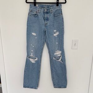 Levi's Premium 501 Jeans, Distressed Light Wash - Size W26 L 32